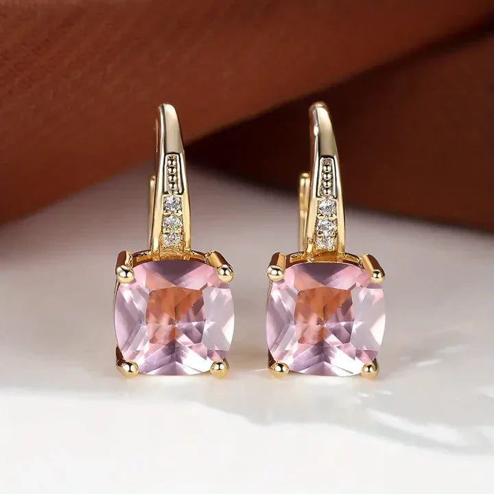 Gold Hoop Earrings with Mysterious Stones