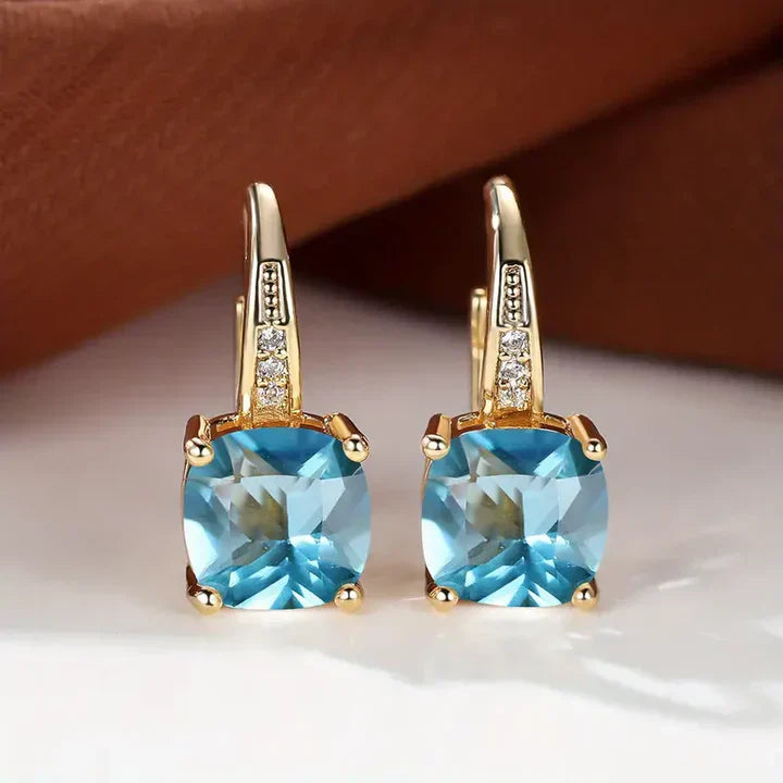 Gold Hoop Earrings with Mysterious Stones