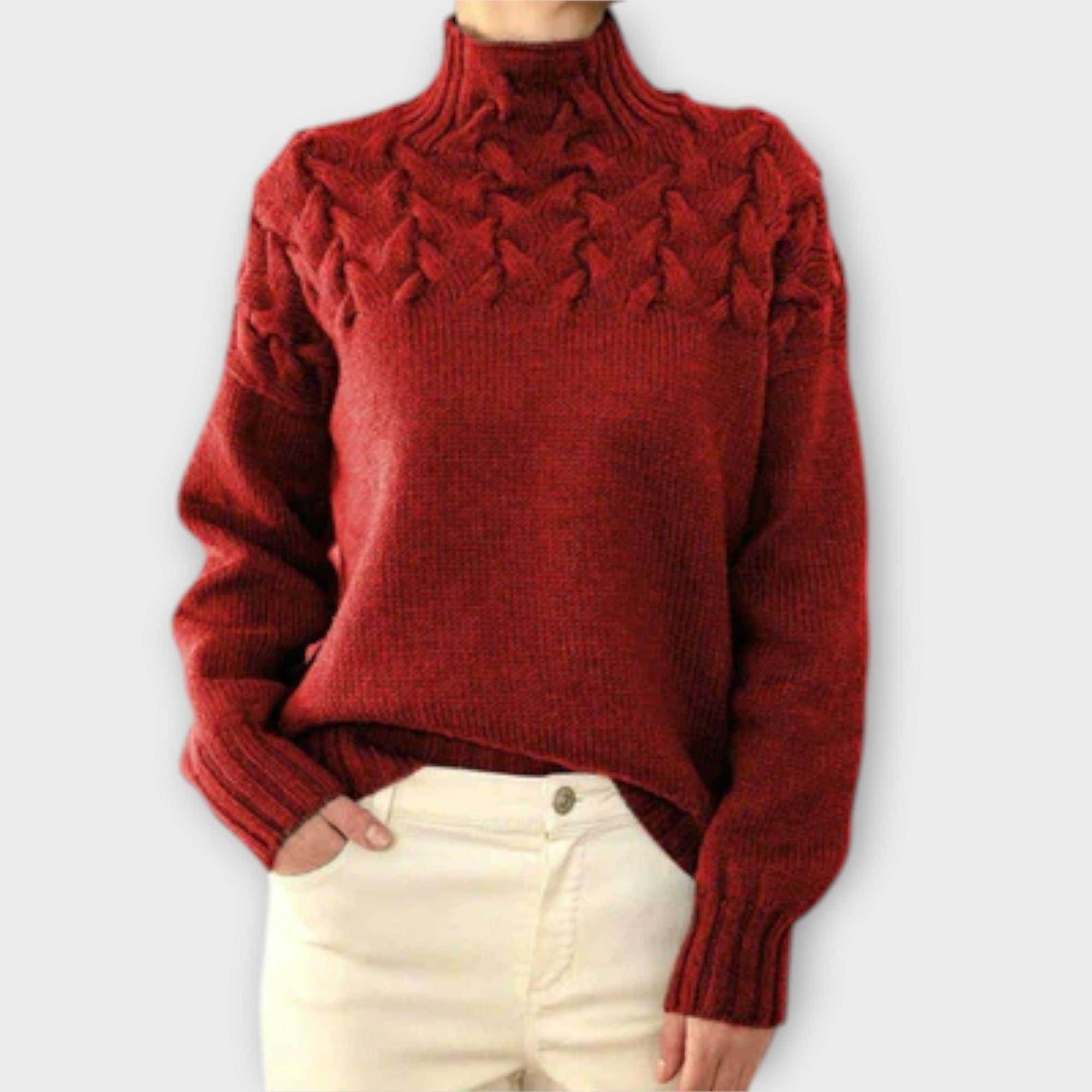 Eva – Damski sweter z warkoczowym splotem