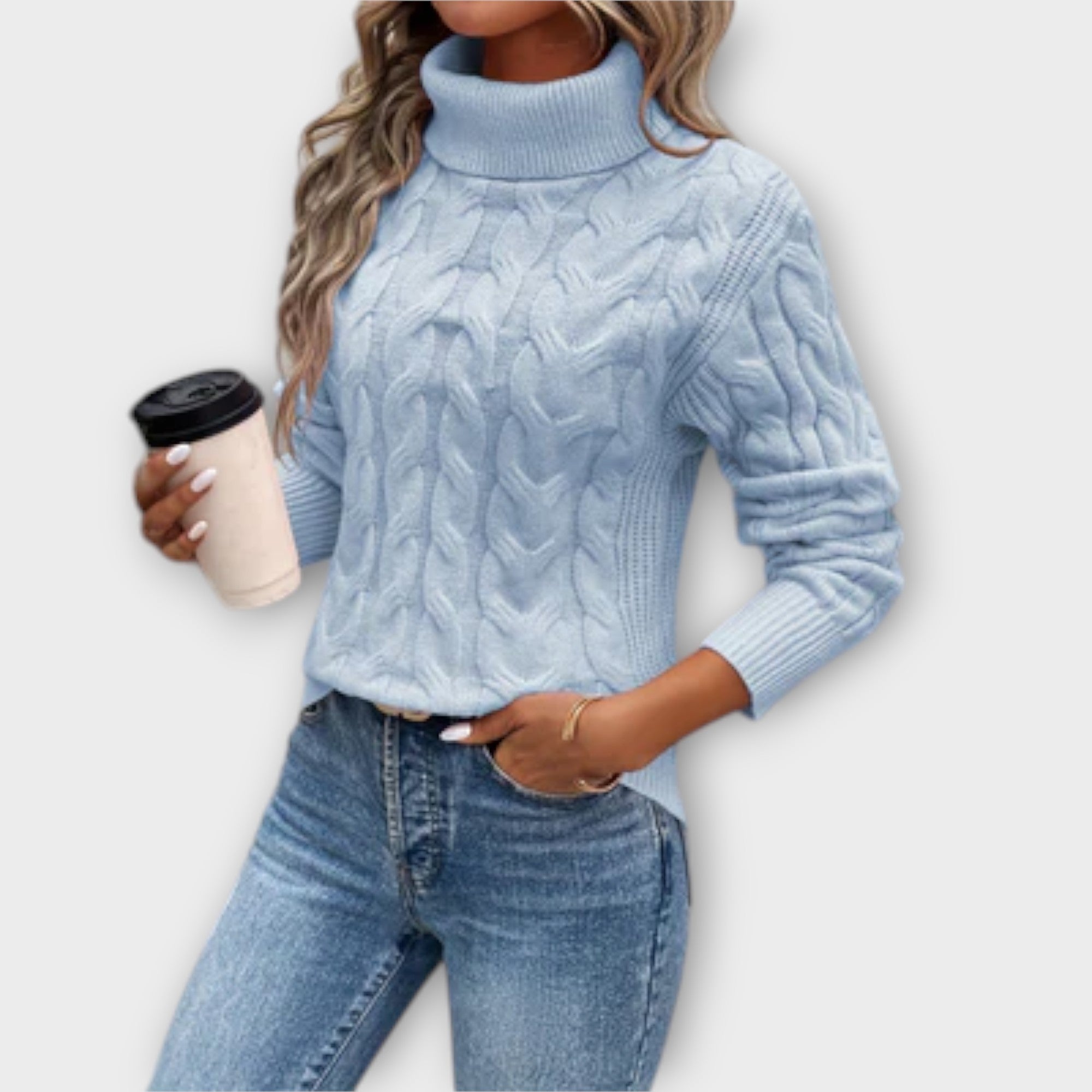 Amelia – Elegancki Sweter z Wysokim Kołnierzem