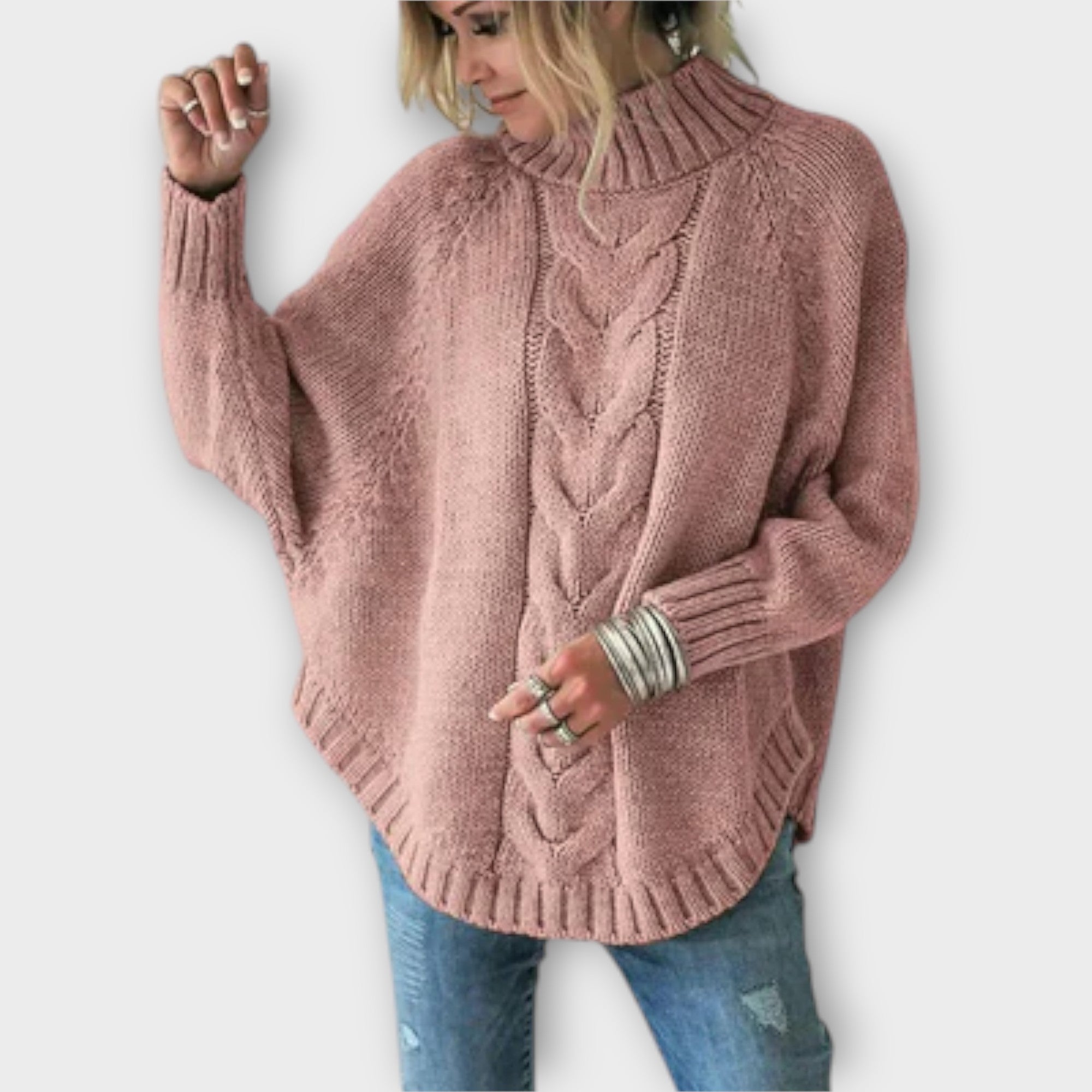 Elysian – damski sweter dzianinowy z warkoczowym splotem