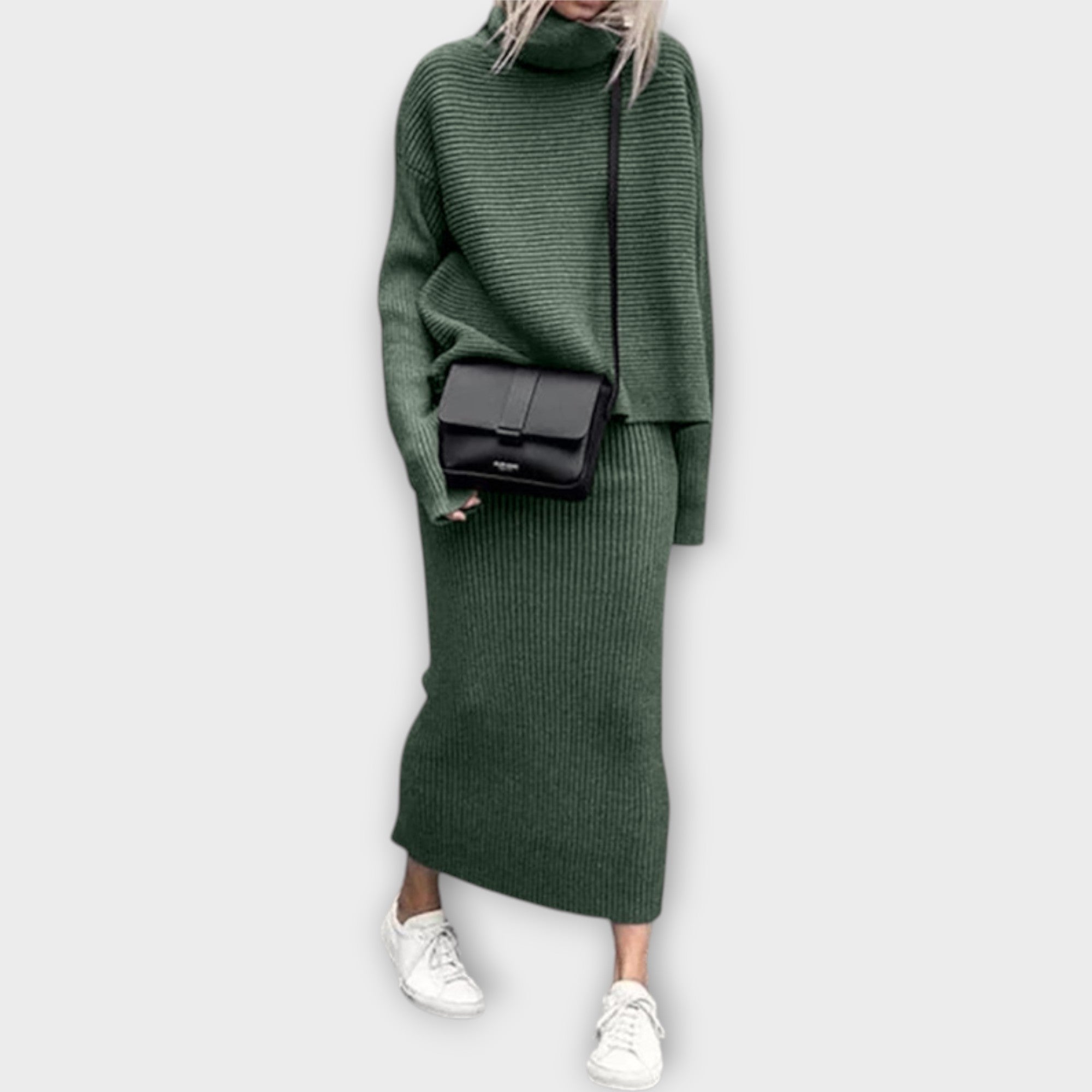 Ksenia - Pletený set s golierom a sukňou