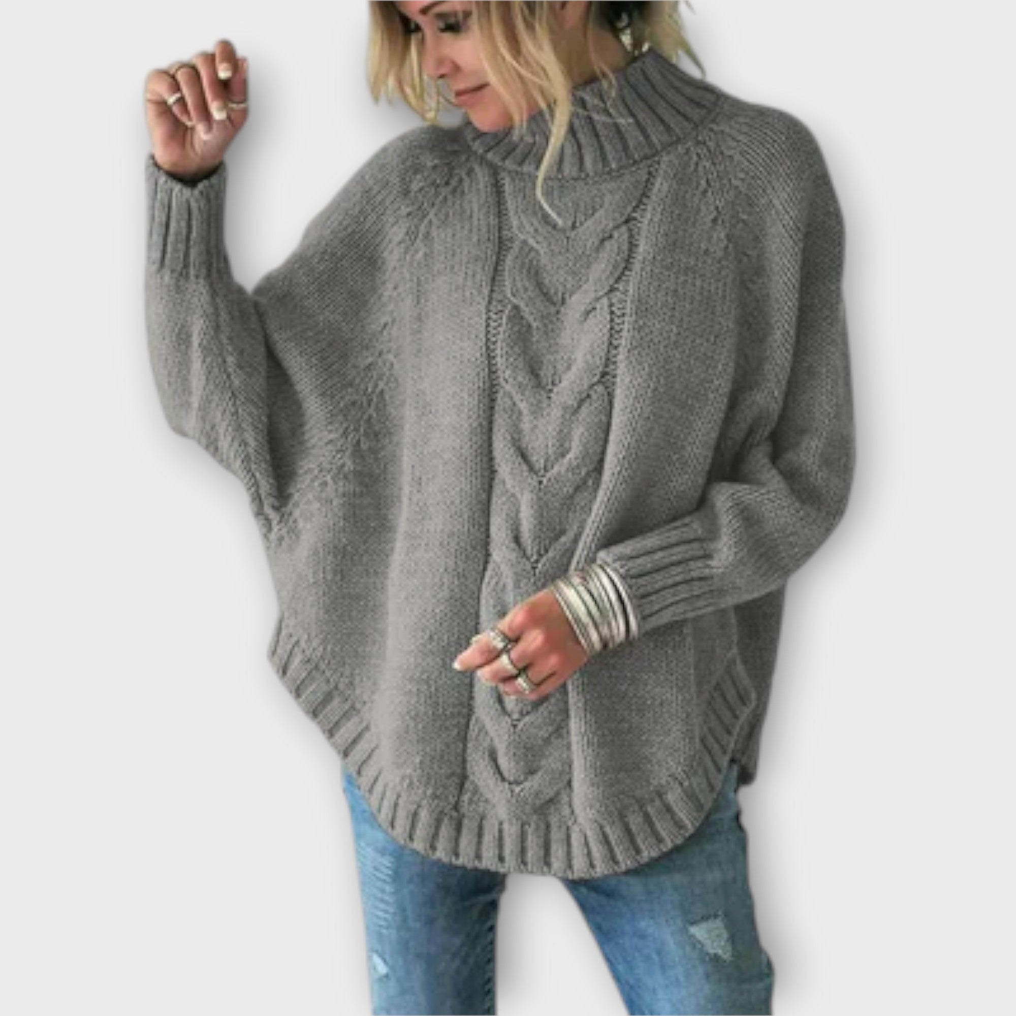 Elysian – damski sweter dzianinowy z warkoczowym splotem