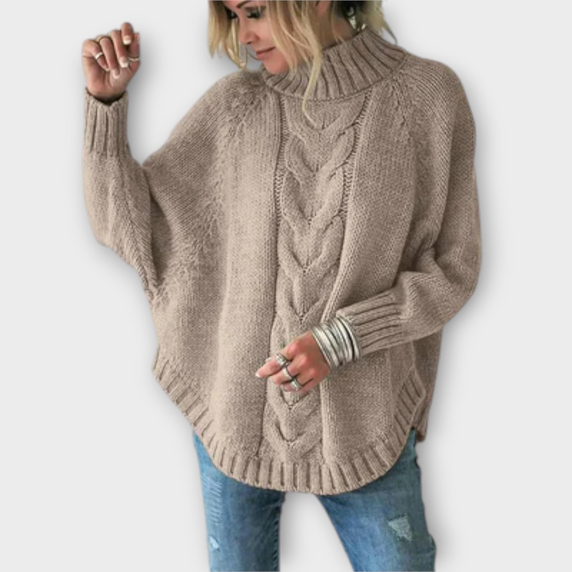 Elysian – damski sweter dzianinowy z warkoczowym splotem