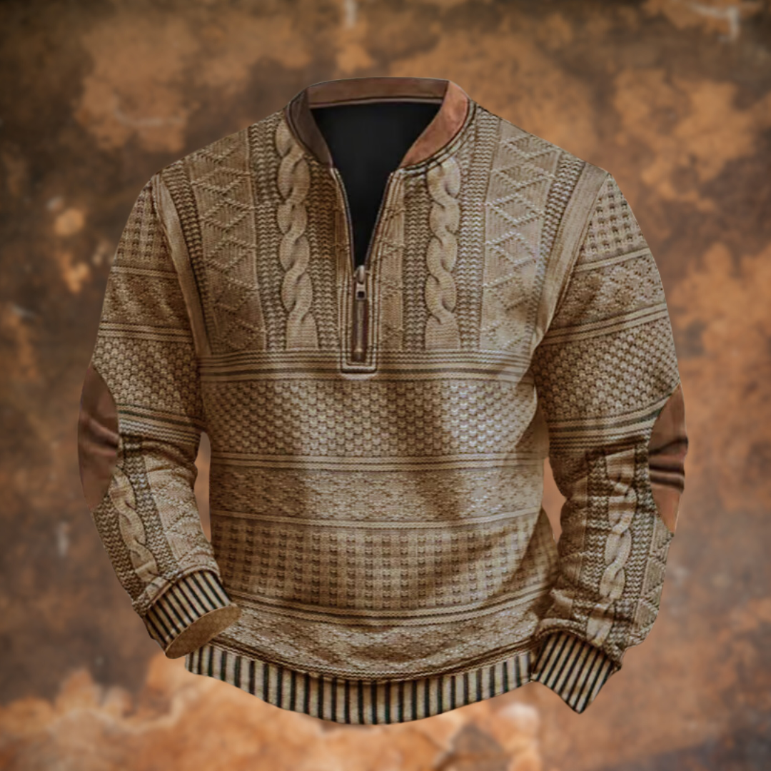 Anton – męski sweter z półzamkiem i stylowymi detalami