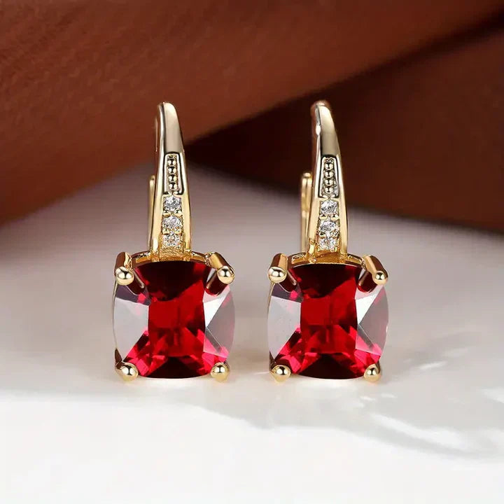 Gold Hoop Earrings with Mysterious Stones