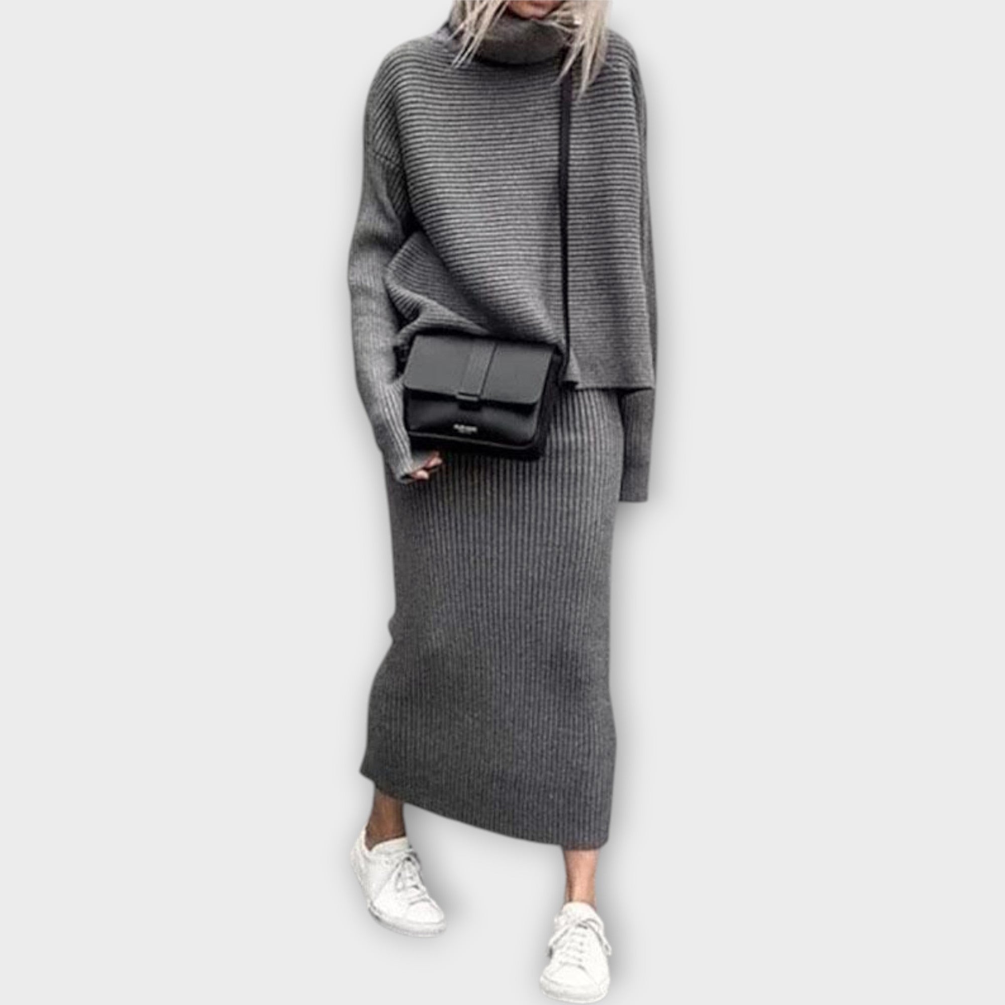 Katya - Pletený set so sukňou a minimalistickou estetikou