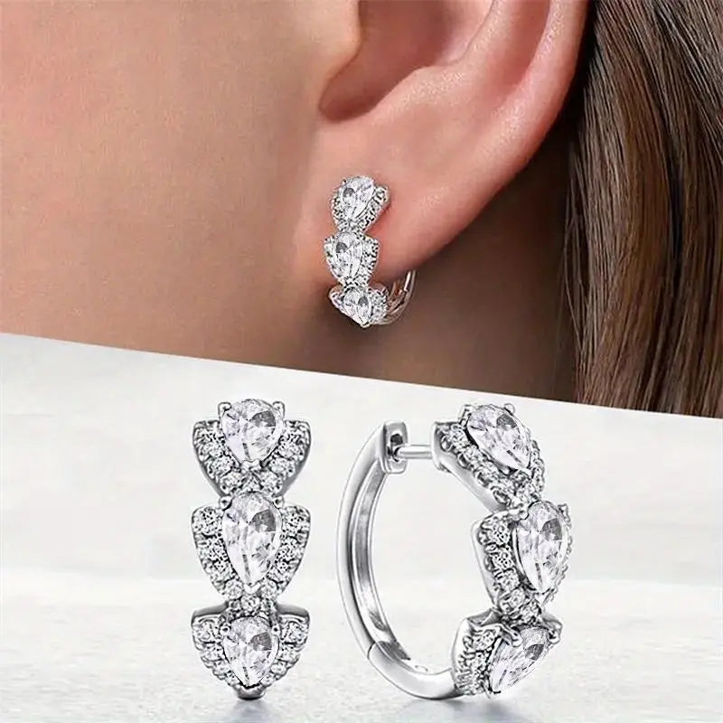 Hoop Earrings with Shiny Crystal