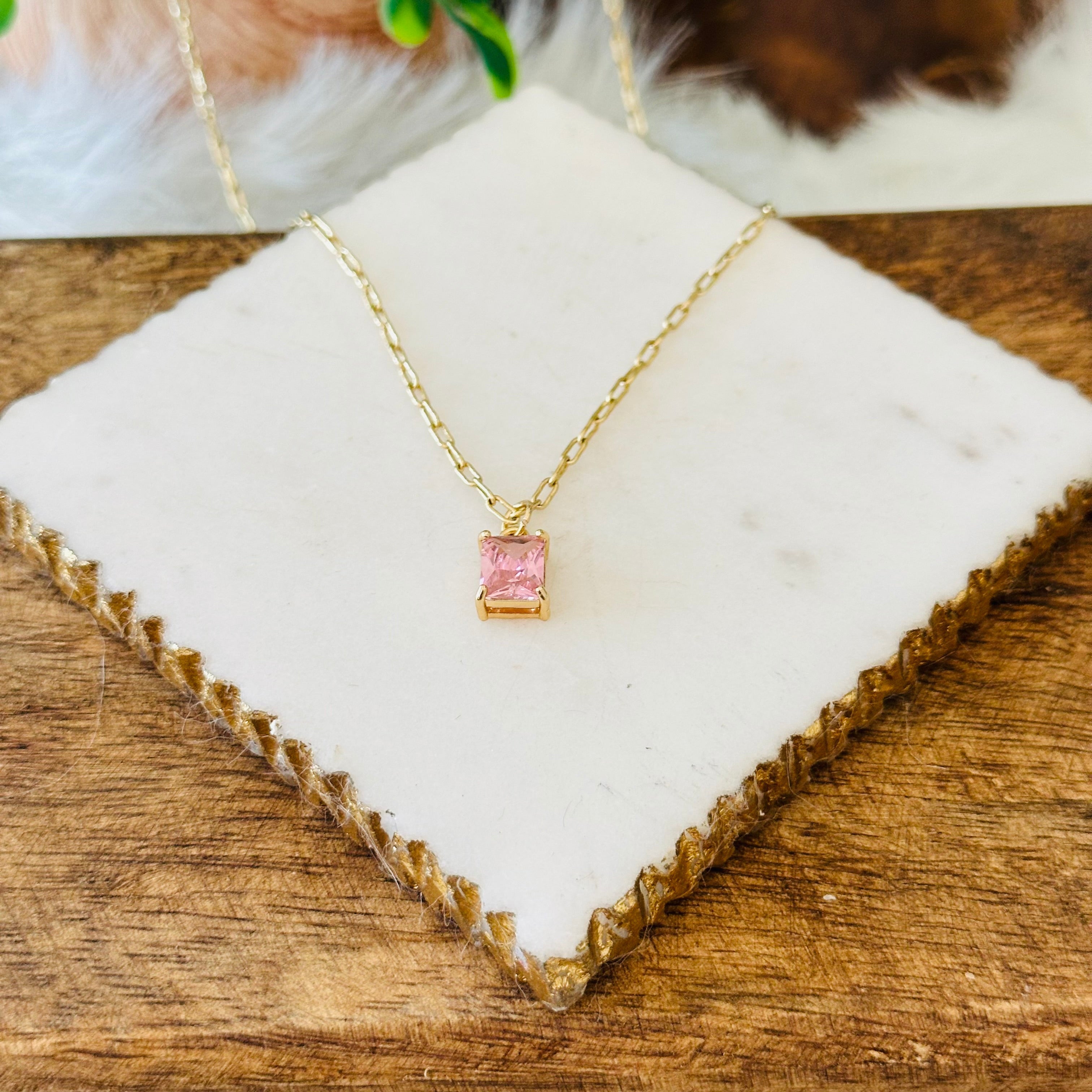 Necklace with Emerald Cut Pendant