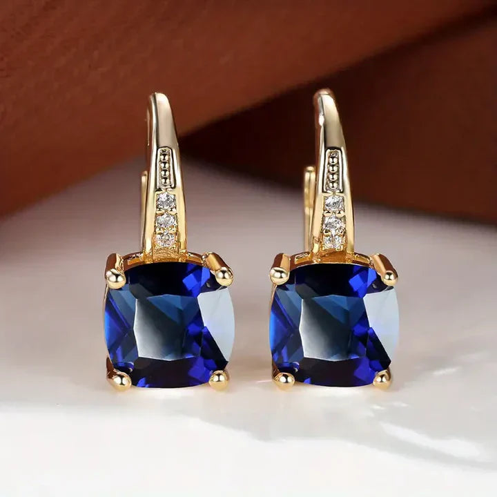 Gold Hoop Earrings with Mysterious Stones