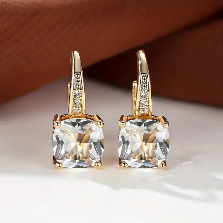 Gold Hoop Earrings with Mysterious Stones