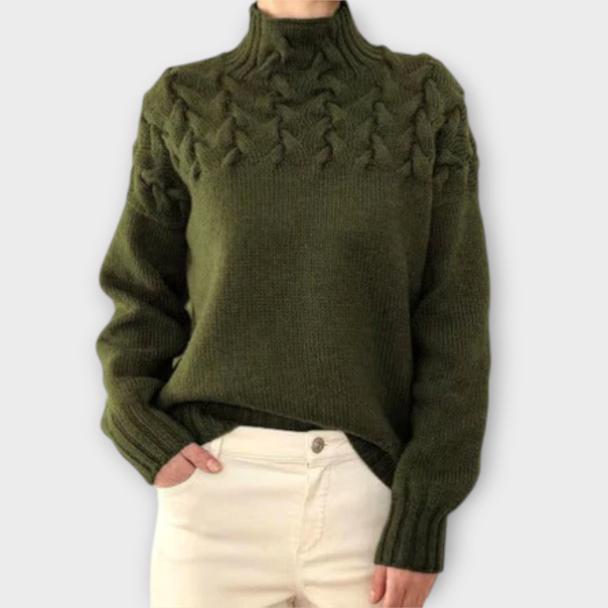 Eva – Damski sweter z warkoczowym splotem