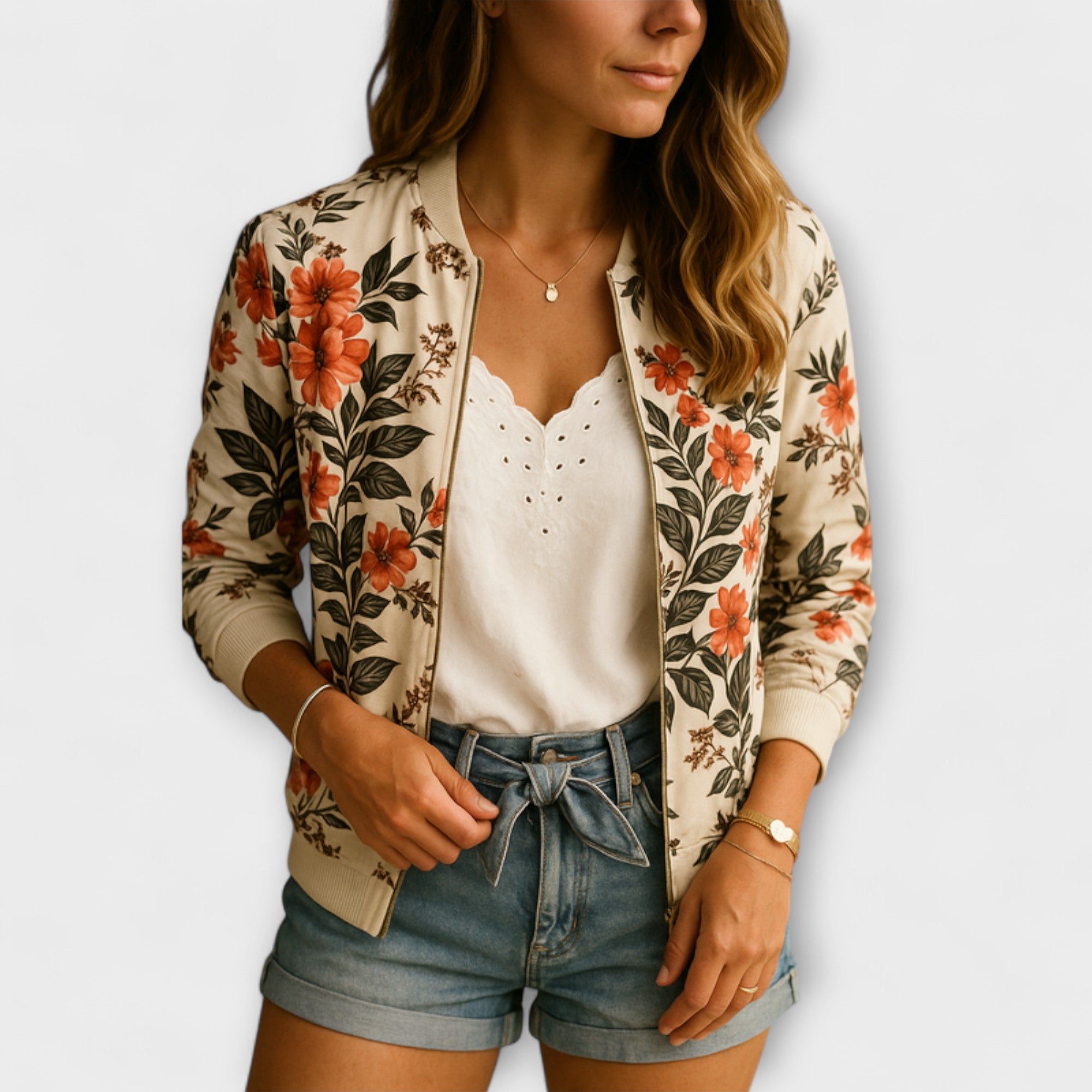 Wiera - Elegancka kurtka bomber z kwiatami