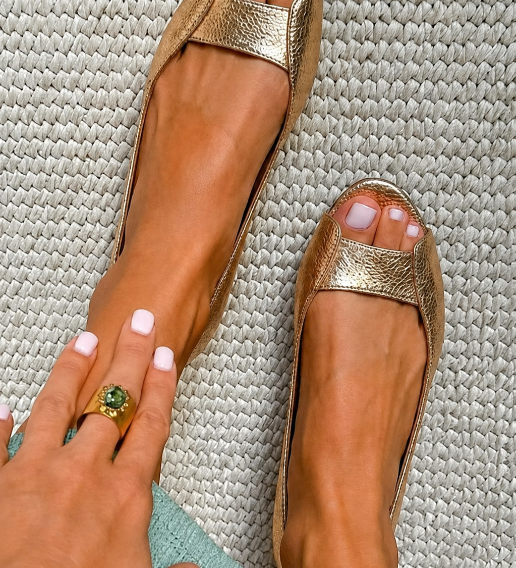 Adelina | Złote Sandały Comfort Chic