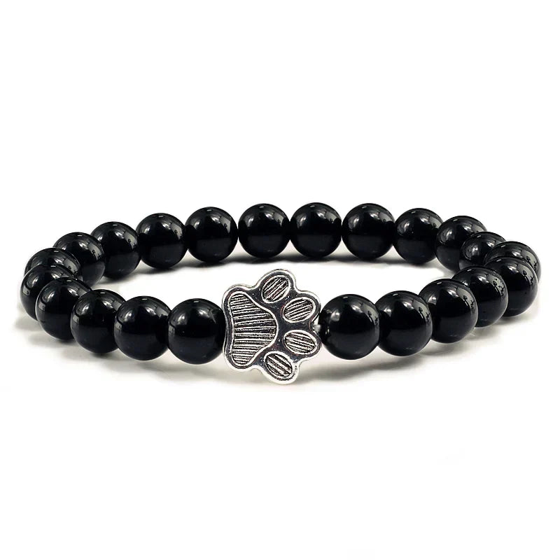 Paw-Shaped Bead Bracelet – Natural Stone Design