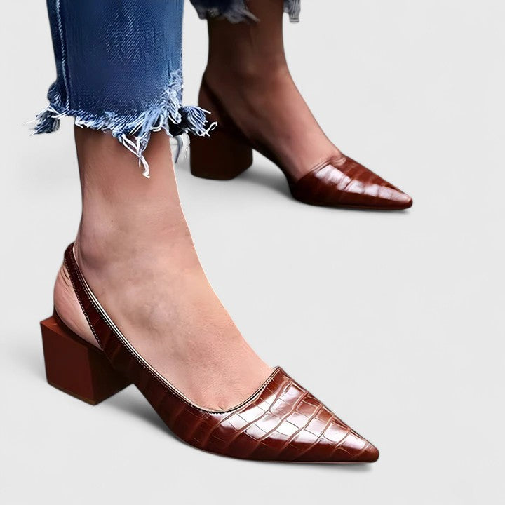 Aleksandra – Eleganckie Czółenka Slingback na Niskim Obcasie