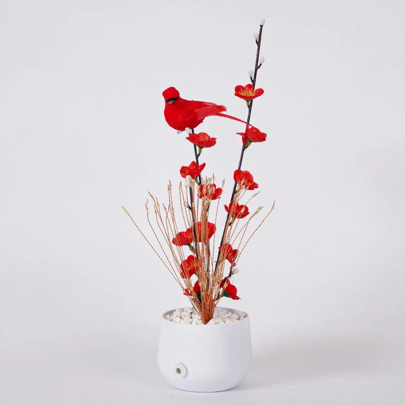 LED Bird and Flower Tree Table Lamp, Lily Color Bird Potted Tree Lights, for Holiday Valentine'S Mother Day Gifts Home Decor