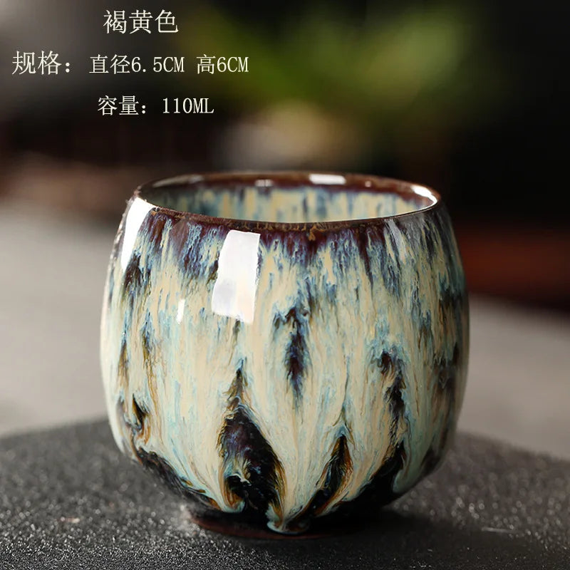Kiln Change China Ceramic Cup, Porcelain Kung Fu Tea Cups, Pottery Drinkware, Tableware Coffee Mug, Wine Mugs, 1Pc