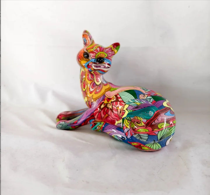 Christmas Items Resin Animal Figurines Miniatures Decoration Home Fortune Cats Living Room Office Desk Ornament Accessories New