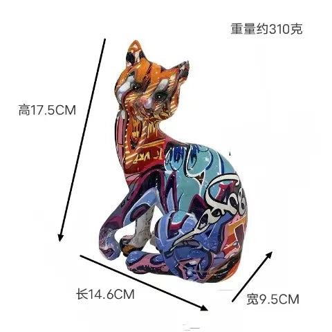 Christmas Items Resin Animal Figurines Miniatures Decoration Home Fortune Cats Living Room Office Desk Ornament Accessories New