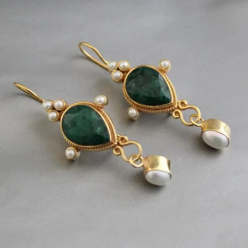 Vintage Earrings with Ruby and Pearl