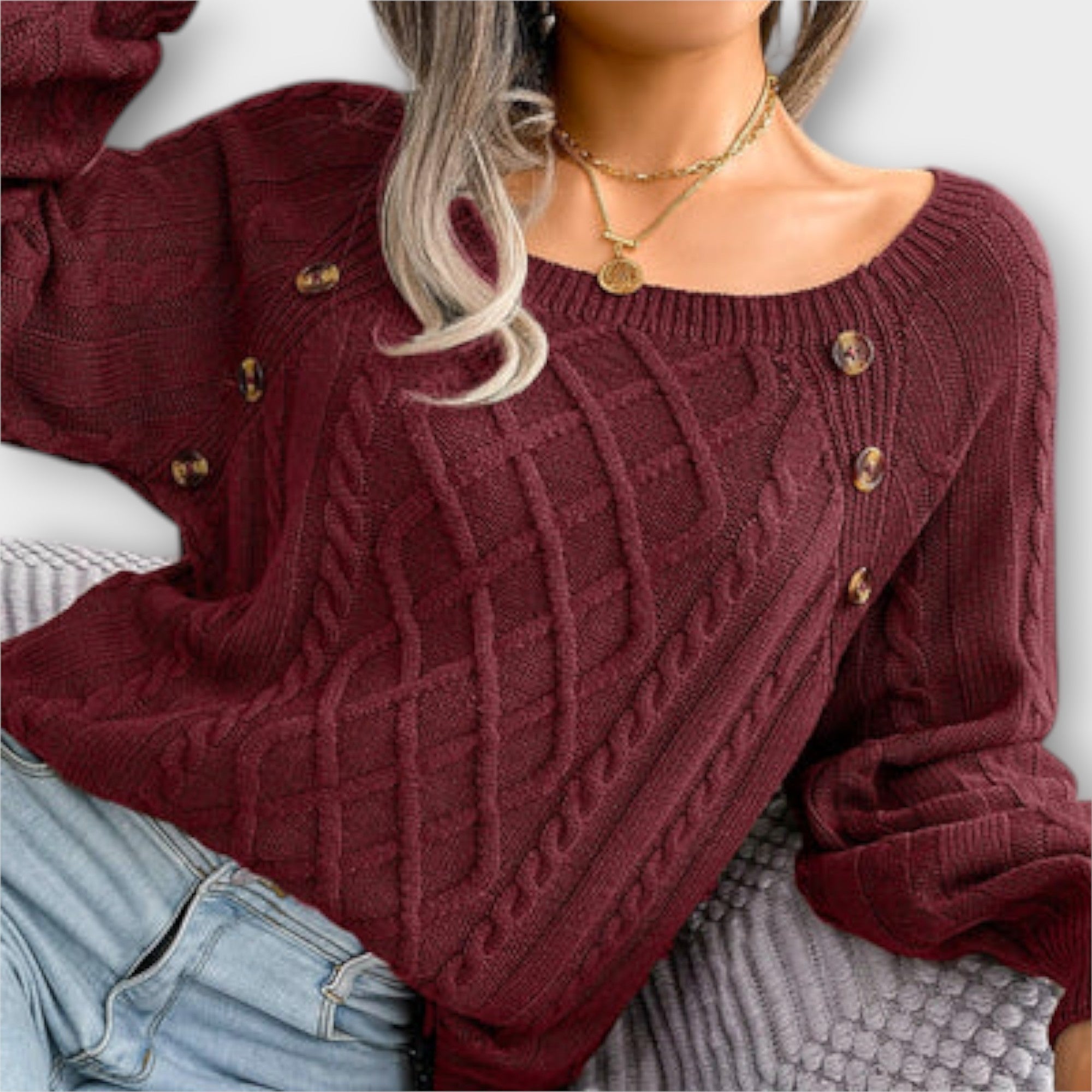 Malia – Sweter damski z guziczkami