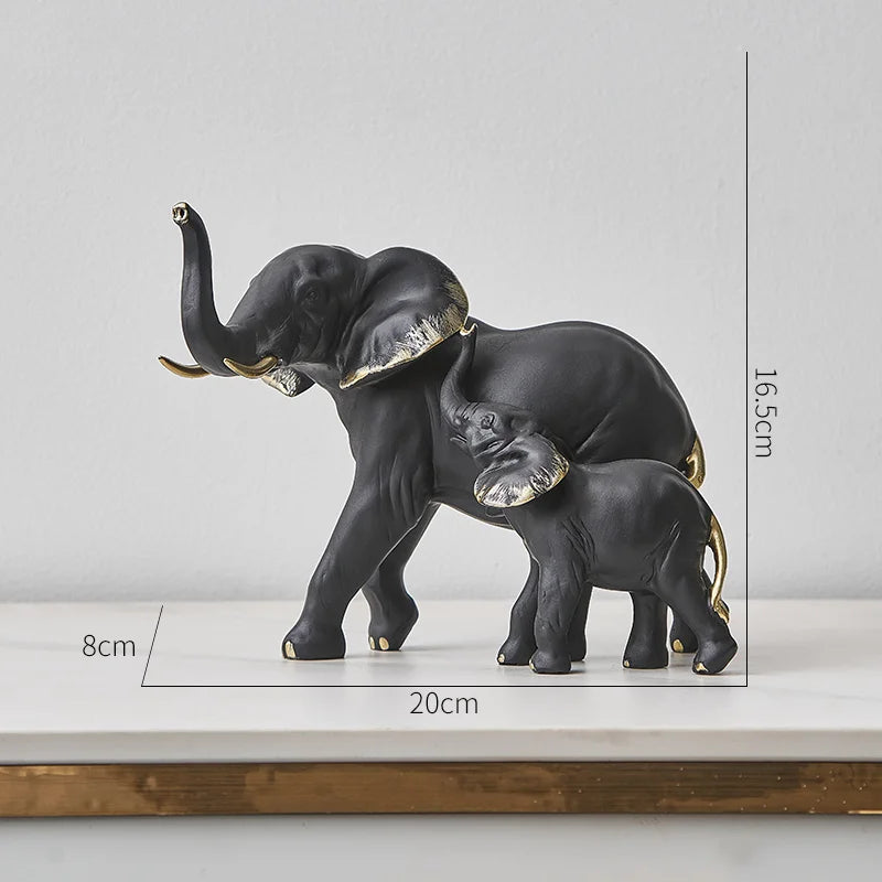 2pcs Creative Elephant Statues & Figurines Modern Decor Animal Sculpture Living Room Table Ornaments Resin Crafts