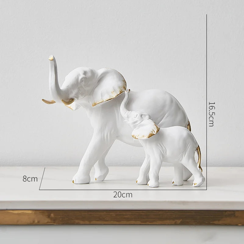 2pcs Creative Elephant Statues & Figurines Modern Decor Animal Sculpture Living Room Table Ornaments Resin Crafts