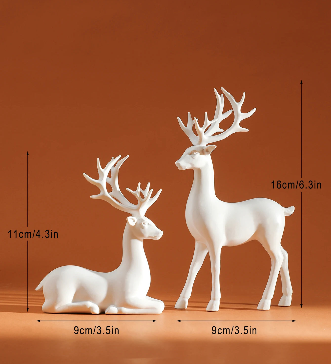 2 Pcs Reindeer Christmas Table Decoration for Home Indoor Xmas Holiday Small Statue Rustic Table Decor Christmas Reindeer Decor