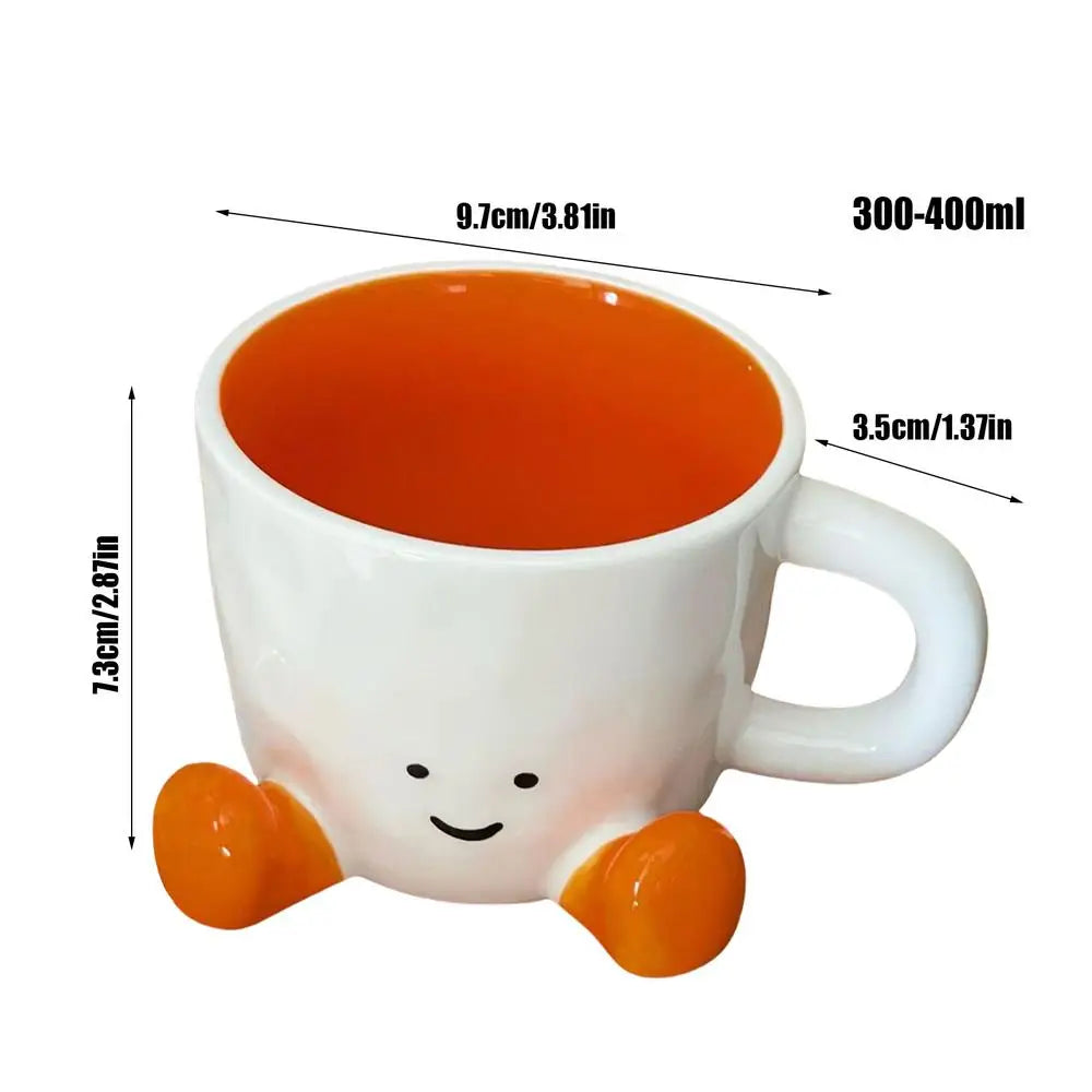 300-400ml Ceramic Coffee Cup Adorable Drinking Cup With Feet Novelty Coffee Mugs Christmas Gift Office Household Cup Men Women
