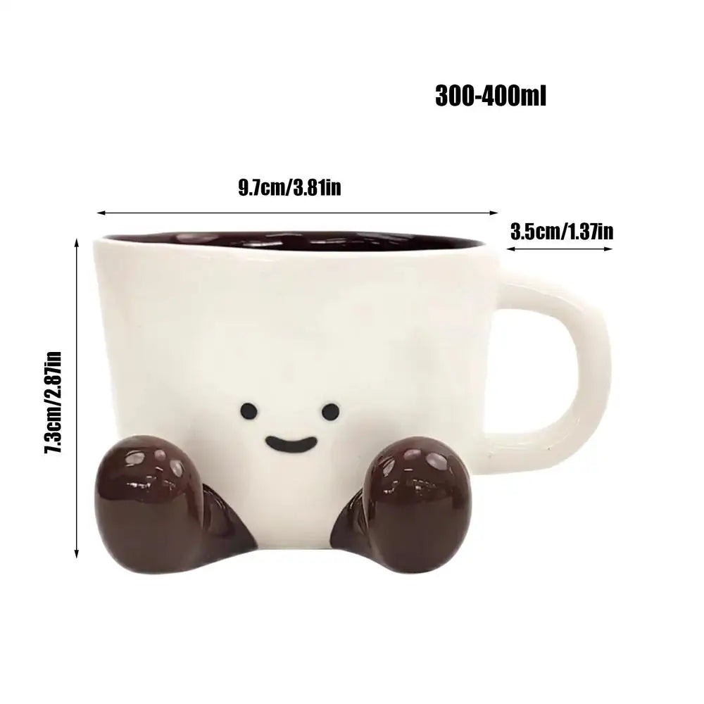 300-400ml Ceramic Coffee Cup Adorable Drinking Cup With Feet Novelty Coffee Mugs Christmas Gift Office Household Cup Men Women