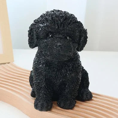 Cute Bichon Frise Simulation Sculpture Decoration Puppy Pet Model Home Room Decoration Resin Crafts Bedroom Entrance Decoration