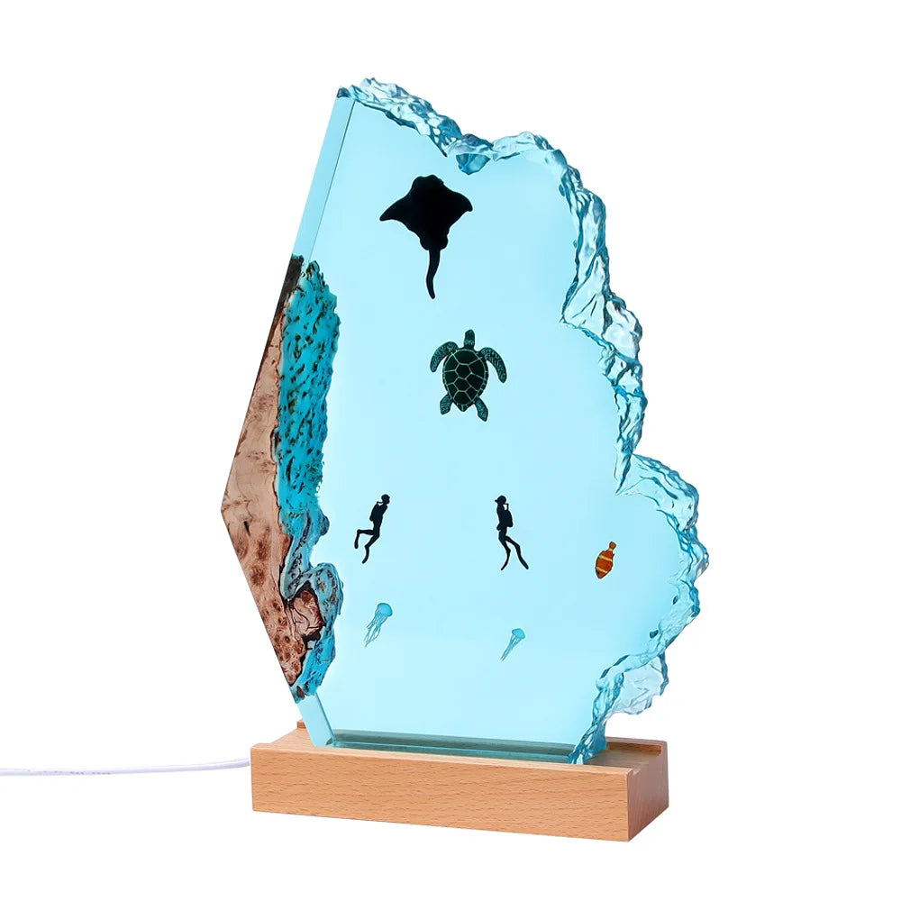 Seabed World Organism Resin Table Light Creactive Art Decoration Lamp Underwater Diving Theme Night Light  USB Charge