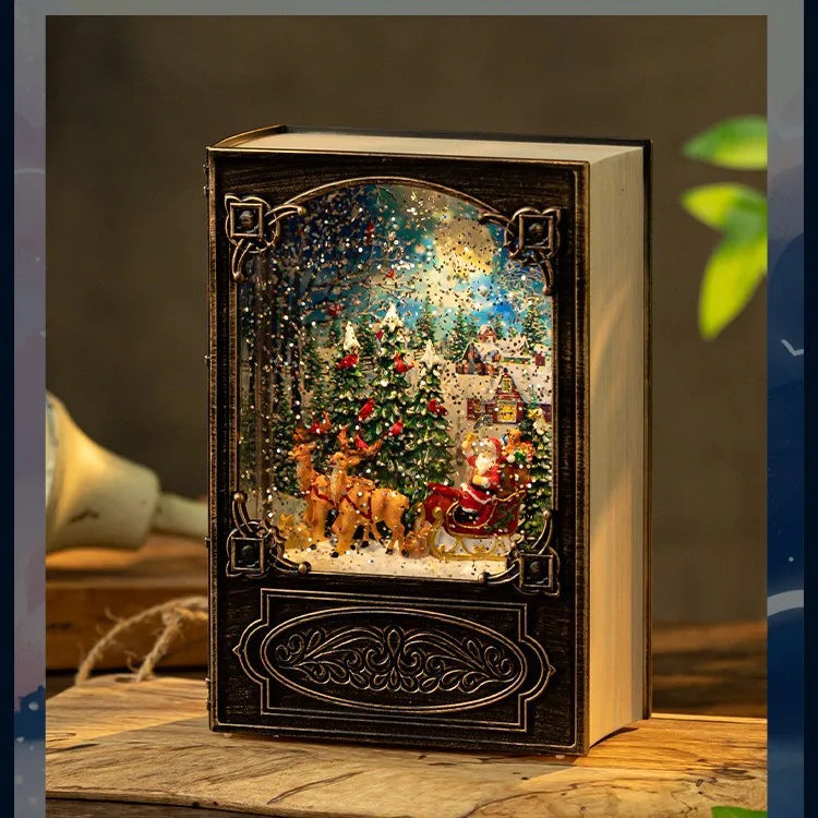 Weihnachten Wind Laterne Geschenk Buch Nachtlicht Alter Mann Spieluhr Dekoration Spieluhr Schnee Kristallkugel