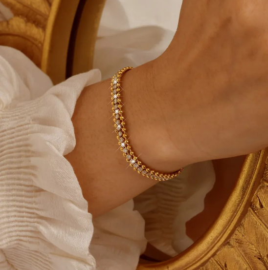 Stainless Steel Bracelet with Zircon Chain