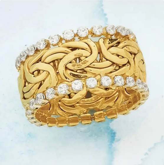 Gold Braided Crystal Ring