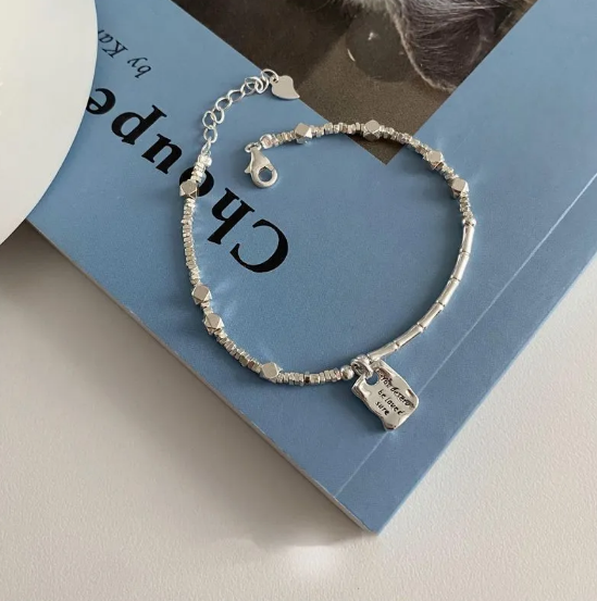 Square Bracelet Silver Love
