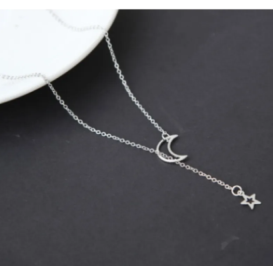 Short Moon Star Necklace
