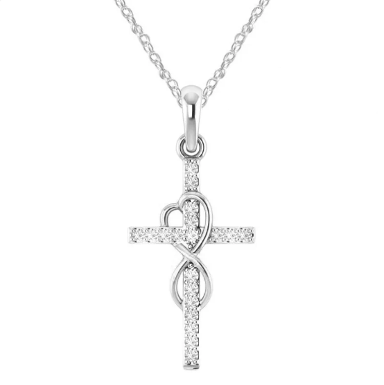 Necklace with Cross Pendant in Diamond Alloy