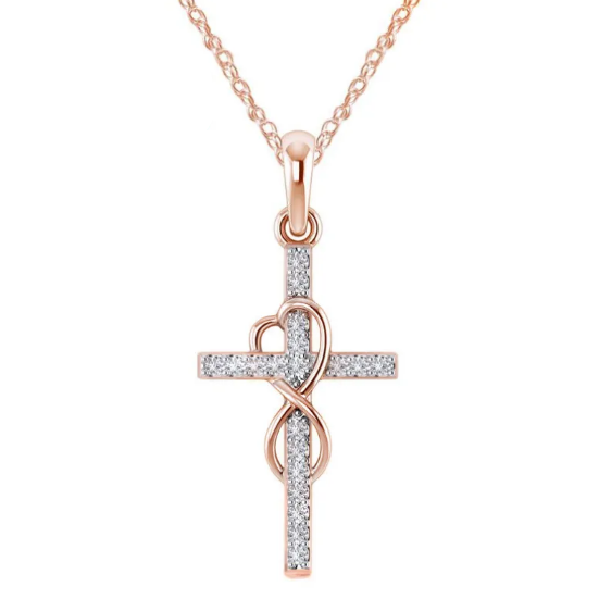 Necklace with Cross Pendant in Diamond Alloy
