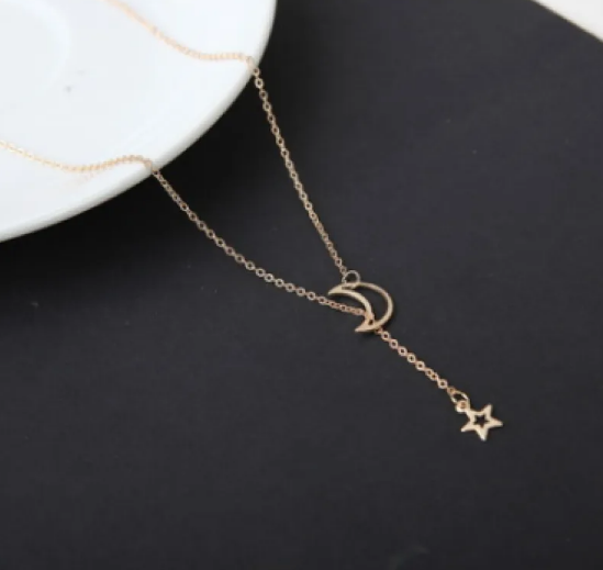 Short Moon Star Necklace