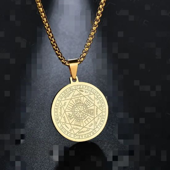 Necklace with Tritone Angel Pendant Six Stars
