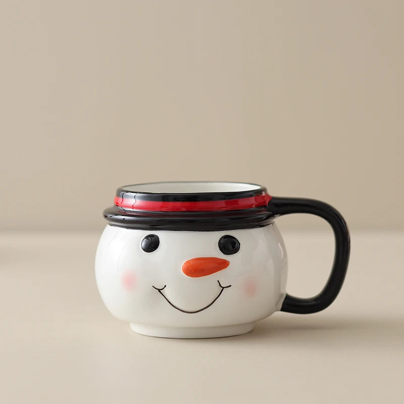 Cartoon Elk Santa Claus Coffee Drink Mug Ceramic Stacked Cups Cute Snowman Mugs Gingerbread Man Small Holiday Gifts