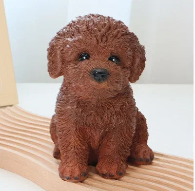 Cute Bichon Frise Simulation Sculpture Decoration Puppy Pet Model Home Room Decoration Resin Crafts Bedroom Entrance Decoration