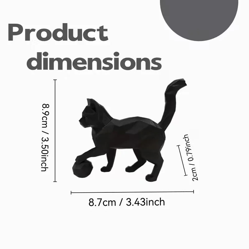 Cute little cat geometric paper model 3D home animal cat figurine statue playing with balls, Lazy cat School handicraft