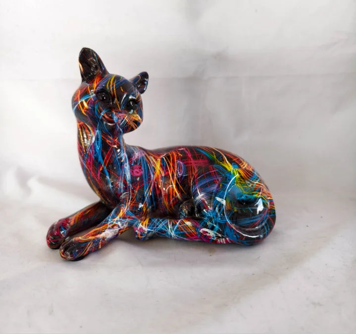 Christmas Items Resin Animal Figurines Miniatures Decoration Home Fortune Cats Living Room Office Desk Ornament Accessories New