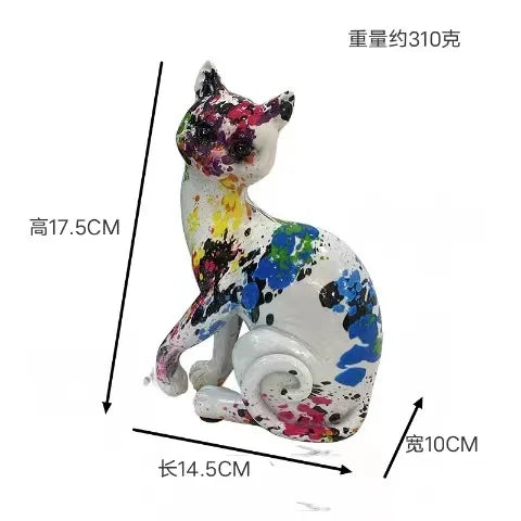 Christmas Items Resin Animal Figurines Miniatures Decoration Home Fortune Cats Living Room Office Desk Ornament Accessories New