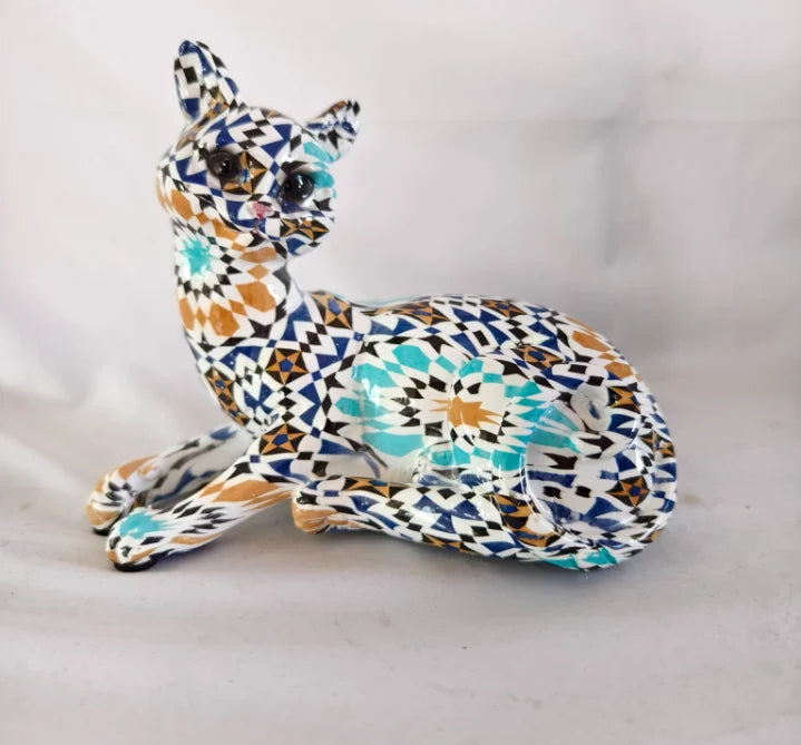 Christmas Items Resin Animal Figurines Miniatures Decoration Home Fortune Cats Living Room Office Desk Ornament Accessories New