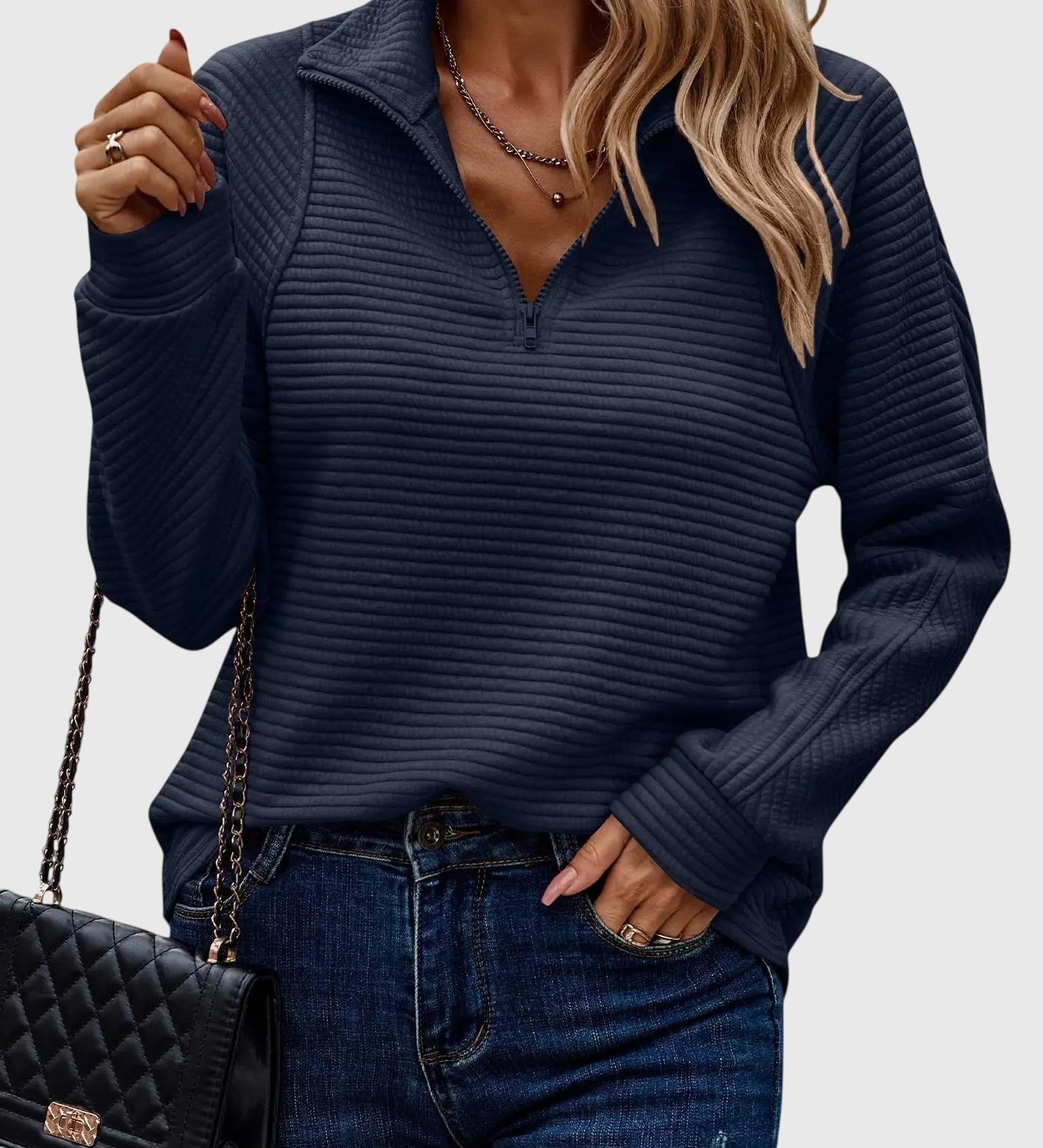 Ewa | Elegancki sweter z pół-zamkiem