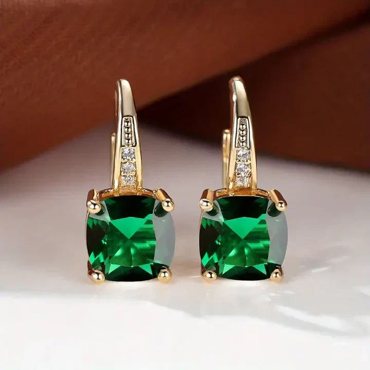 Gold Hoop Earrings with Mysterious Stones